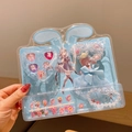 Child cartoon jewelry set with heart resin rings, beaded bracelet and nail stickers - Butterfly Design