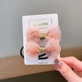 Nœuds à cheveux en maille rose avec paillettes argentées et ruban doré pour filles - 1# Paire d'Élastiques Nœud Rose