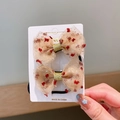 Chouchous en tulle beige avec paillettes rouges et argentées sur carte support - 5# Paire d'Élastiques Nœud Rouge