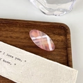 Fermaglio per capelli rosa a scacchi in acetato con design geometrico e stile dolce - Ovale Piccolo