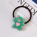 Sweet cartoon bear hair tie with mint green resin pendant and high elasticity band - Cyan