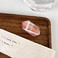 Pink translucent geometric hair clip with acrylic texture on a refined vintage tray - Hexagon