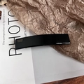 Classic rectangle black acetate hair clip featuring gold France Handmade lettering - Spring Clips / Solid Black Style (8.6cm)