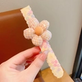 Serre-tête floral mignon pour filles avec pétales à carreaux orange et paillettes - Fleur Orange Chaude
