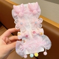 Sweet pink bow hair clip set with cute rabbit ears and lace floral accents for girls - Light Pink