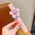 Barrette à cheveux en dentelle rose avec fleur à carreaux pour petites filles - Fleur Violet Cerise