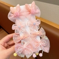 Set de 8 barrettes roses avec oreilles de lapin à paillettes et nœuds en tulle pour filles - 5-Rose Foncé