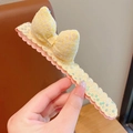 Serre-tête enfant jaune à paillettes avec nœud et attache velcro magique pour cheveux - Nœud Jaune Laiteux
