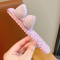 Bandeau à nœud en paillettes roses avec dentelle violette au style mignon pour filles - Nœud Violet Cerise