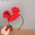Serre-tête festif rouge en peluche avec oreilles de souris et perles pour filles - Serre-tête oreilles