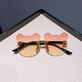 Kids bear shaped sunglasses with orange gradient lenses and black polished temples - Orange