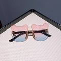 Cute bear-shaped rimless children sunglasses with pink and blue gradient lenses - Pink