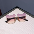 Süße Kinder-Sonnenbrille mit Bärenohren, rosa-orangefarbenem Verlauf und Goldsteg - Lila