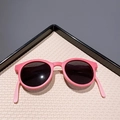Occhiali da sole rosa rotondi per bambini, finitura opaca pieghevole con protezione UV - 3 Rosa Intenso / Nero