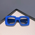 Kids bright blue chunky square sunglasses with dark grey lenses in Y2K retro style - Blue