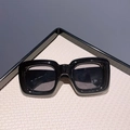 Fashionable oversized square children sunglasses in glossy black frame and grey lenses - Black