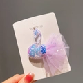Molletta per capelli a cigno viola con paillettes, corona e tulle a rete per bambine - Viola