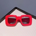 Children's fashion sunglasses with chunky red rectangular frames and dark lenses - Red