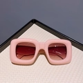 Pink square frame kids sunglasses with thick glossy plastic and gradient lenses - Pink