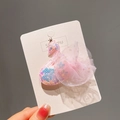 Molletta per capelli a cigno rosa con paillettes e ali in rete per bambine - Rosa Chiaro