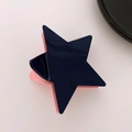 Star shaped hair claw clip in navy blue and pink contrast finish for elegant updos - Blue Pink