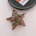 Star shaped hair claw clip featuring colorful rainbow sequins in clear acrylic finish - Transparent Colorful Sequins