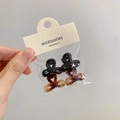 Schattige mini strik haarklemmen in zwart en amberkleur met kaartverpakking - Strikvorm / Transparant Bruin & Zwart