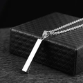 Collier avec pendentif colonne carrée minimaliste en acier inoxydable poli pour hommes et femmes - Colonne Carrée Polie Argent