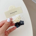 Mini-Haarklammern in Blumenform, Schwarz und Cremeweiß, 4er-Set für feines Styling - Blumen Beige & Schwarz
