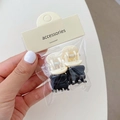 Mini hohle Schleifen Haarklammern Set in Creme und Schwarz für elegantes Styling - Quadrat Beige & Schwarz