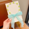 Serre-tête en dentelle style forêt avec nœud bleu et perles fleurs en résine verte - 3# Fleur Bleu Lac
