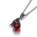 Primer plano del colgante garra de dragón hip-hop con piedra roja y metal vintage - Garra de Dragón Bola Roja (Solo Colgante, Sin Cadena)
