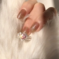 S925 Silberring mit rosa Herz-Edelstein und unregelmäßiger Hammerschlag-Textur - Einstellbar Offen / Rosa