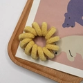 Coletero retro de terciopelo amarillo estilo cable de teléfono para accesorios de mujer - Amarillo
