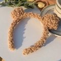 Diadema de forro polar marrón con orejas de oso para mujer, ideal para lavado de cara - Caqui