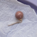 Minimalist ponytail clip with a large lotus pink pearl and gold curved metal pin - Brown