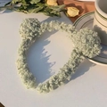 Cute light green plush bear ear headband made of soft faux lamb wool for girls - Green