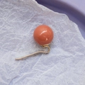 Minimalist ponytail clip with coral pink pearl bead and golden hook hair accessory - Orange Brown