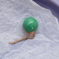 Elegant green orb bead hair pin with rose gold curved hook for stylish ponytail styling - Green