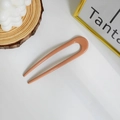 Forcina per capelli a U in resina rosa cipria con finitura lucida e liscia per acconciature - Corallo