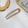 Minimalist U-shaped hair pin in light brown resin with a smooth mirror finish - Khaki