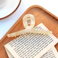 Large cream white acetate hair claw clip with marble texture and gold metal spring - Apricot Yellow Marble