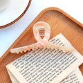 Large pink and cream marble acetate hair claw clip with crisscross design for thick hair - Floral Pink Marble