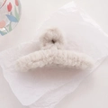 Chic cream white plush hair claw clip for women featuring soft faux fur for winter - Milk White