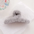 Chic plush faux fur hair claw clip in grey color for elegant autumn winter hairstyles - Gray