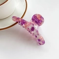 Elegant marble pattern acetate hair claw clip in purple and pink marble finish - Purple Pink