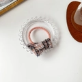 Pink tweed bow hair tie with high-elastic rubber band for elegant women styling - Pink