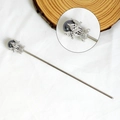 Épingle à cheveux argentée avec perle gris foncé dans un serti en métal évidé - 5 Perle Artificielle Noire - Pic Argenté