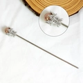 Épingle à cheveux en argent avec perle brune et strass brillants pour chignons - 6 Perle Artificielle Brune - Pic Argenté