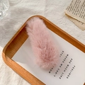 Chic light pink faux fur hair clip for women with soft plush texture in autumn style - Pink